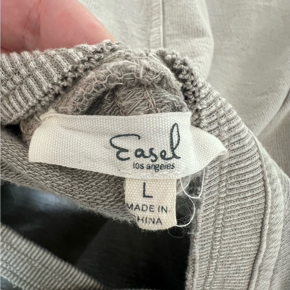 easel sleeveless tan sweatshirt dress with crisscross back - Picture 5 of 5